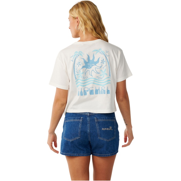 2026 Rip Curl Dame Swell Afgrøde T-Shirt 0P7WTE - Bone